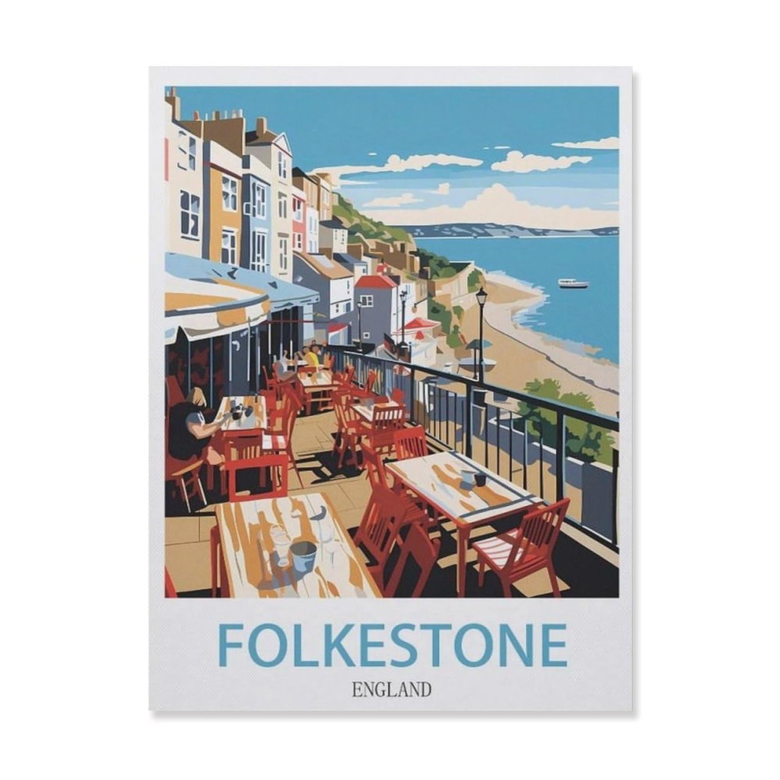 Folkestone England，Funny Tin Sign Retro Metal Sign for Home Farm Toilet Restroom Washroom Wall Decor Gift(30x40cm）12x16 inch-EI72