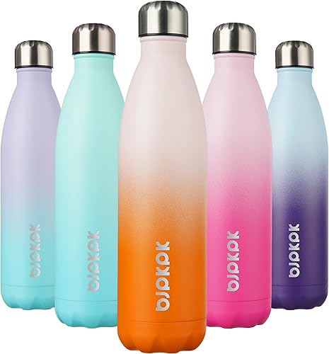 BJPKPK Botellas de agua de acero inoxidable de 25 onzas  25.4 fl oz, botellas de agua aisladas, botellas de agua deportivas que mantienen el frío