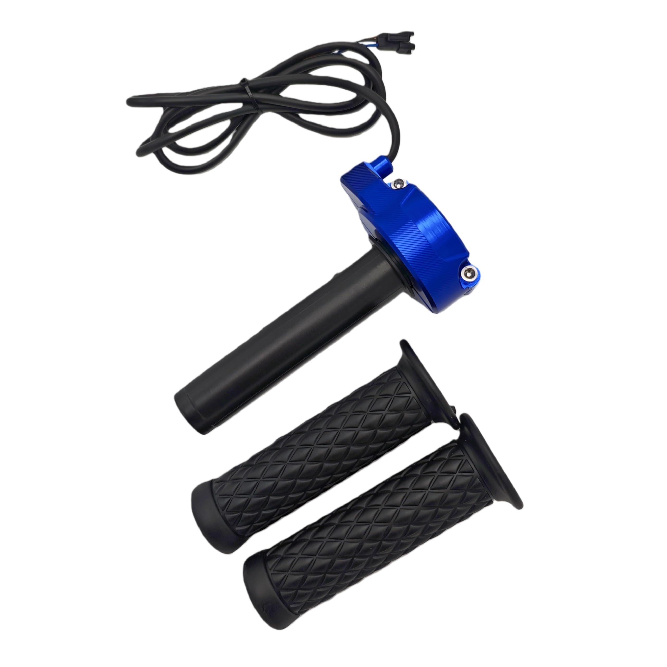 CHAOZHU CNC Aluminum Surron Style 12V-90V Universal Voltage eBike Electric Bicycle Full Bar Twist Throttle with SM-3A Male Plug, Multiple Colors Available (Blue)