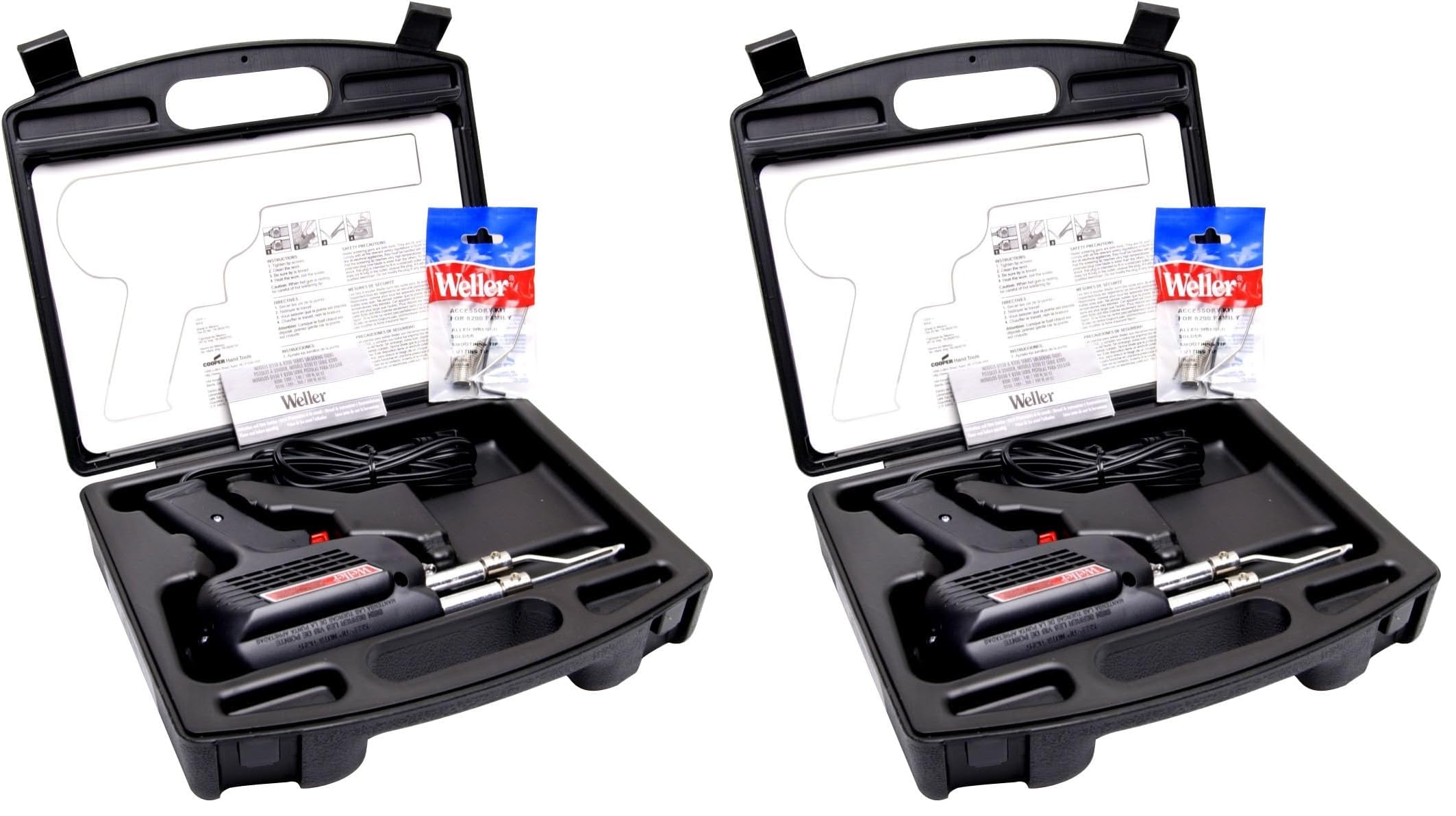 Weller 260 Watt &amp; 200W Professional Soldering Gun Kit with Three Tips and Solder in Carrying Case | D550PK, (Pack of 2)