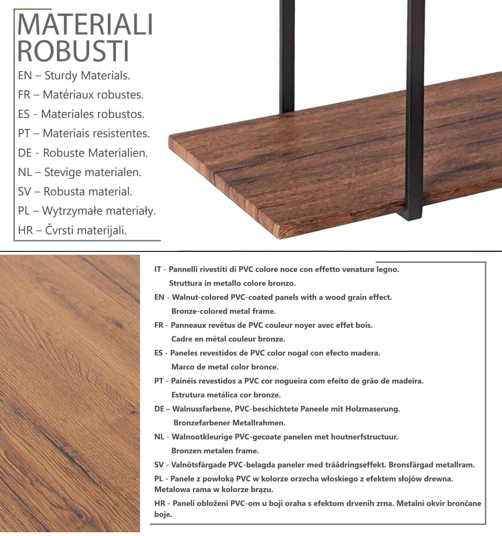 yelloo - Hängeregal für die Wand, Küchenregal, Deckenregal Zur Präsentation Von Wein, Flaschenhalter, Für Küche mit Kochinsel, Bar, Restaurant (BAR SHELF 75 cm, Braune/Walnüsse)