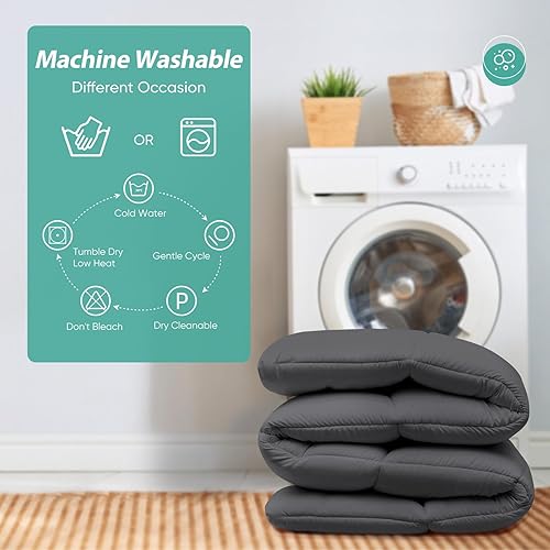Miniatura 6 de Minoroty Relleno de edredón Queen  Edredón acolchado alternativo para todas las estaciones, tamaño Queen con pestañas en las esquinas, lavable a