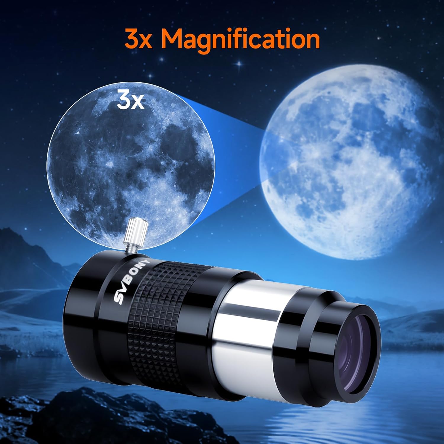 SVBONY SV135 Zoom Eyepiece and 3X Barlow Lens, Zoom 7 to 21mm 1.25 Inch Telescope Eyepiece, Telescope Accessories, Fully-Multi Coated Achromatic Barlow Lens for Astronomical Visual and Photography