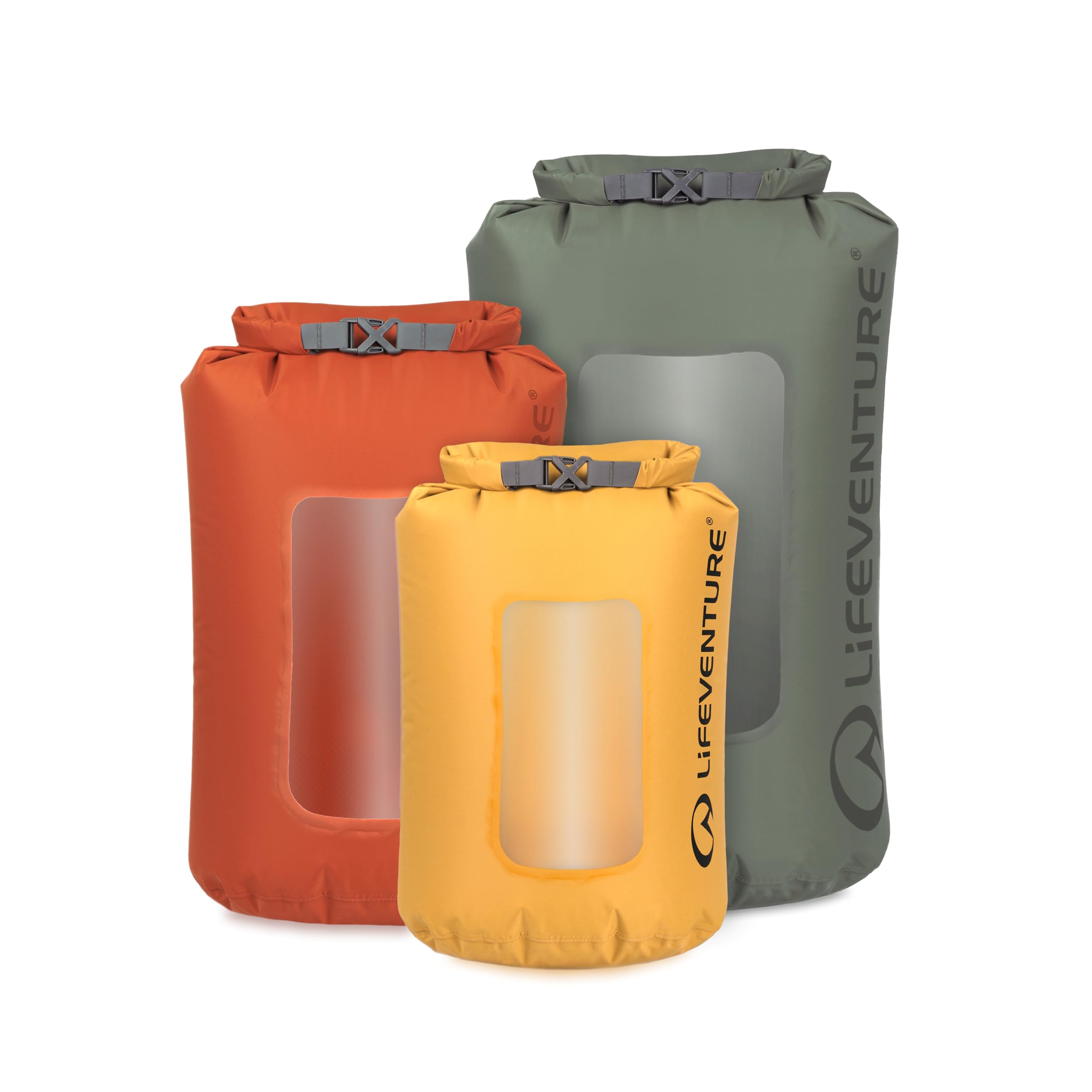 Lifeventure Stormlight Dry Bags TPU Window Multipack (Yellow/Rust/Olive)