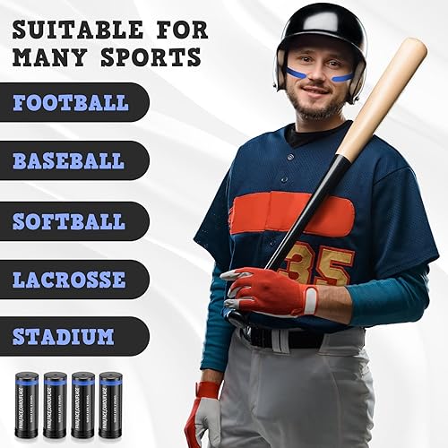 Vista 20 de Sweetude 6 piezas de pintura facial para ojos, palo negro antirreflejos, ojos deportivos para béisbol, sóftbol, fútbol, lacrosse, pintura facial