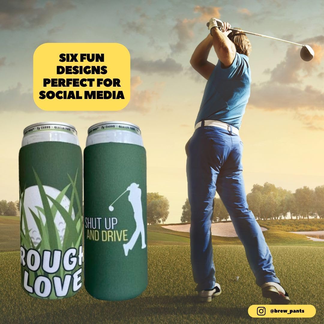 Funny Golf Themed Coozies - Great Gift for Any Golfer - Premium Neoprene Material - 6 Pack (Standard 12oz Slim/Seltzer Can) (Design Set 3) image 4