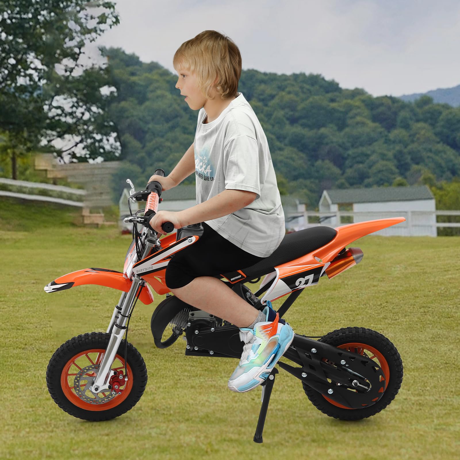 Dirt Bike de 49 cc, para niños y jóvenes, de 2 tiempos, 8 pulgadas, 2 tiempos, método de arranque manual, frenos de disco, hasta 50 km/h, máx. 80 kg, Motorsport Pocket Crossbike