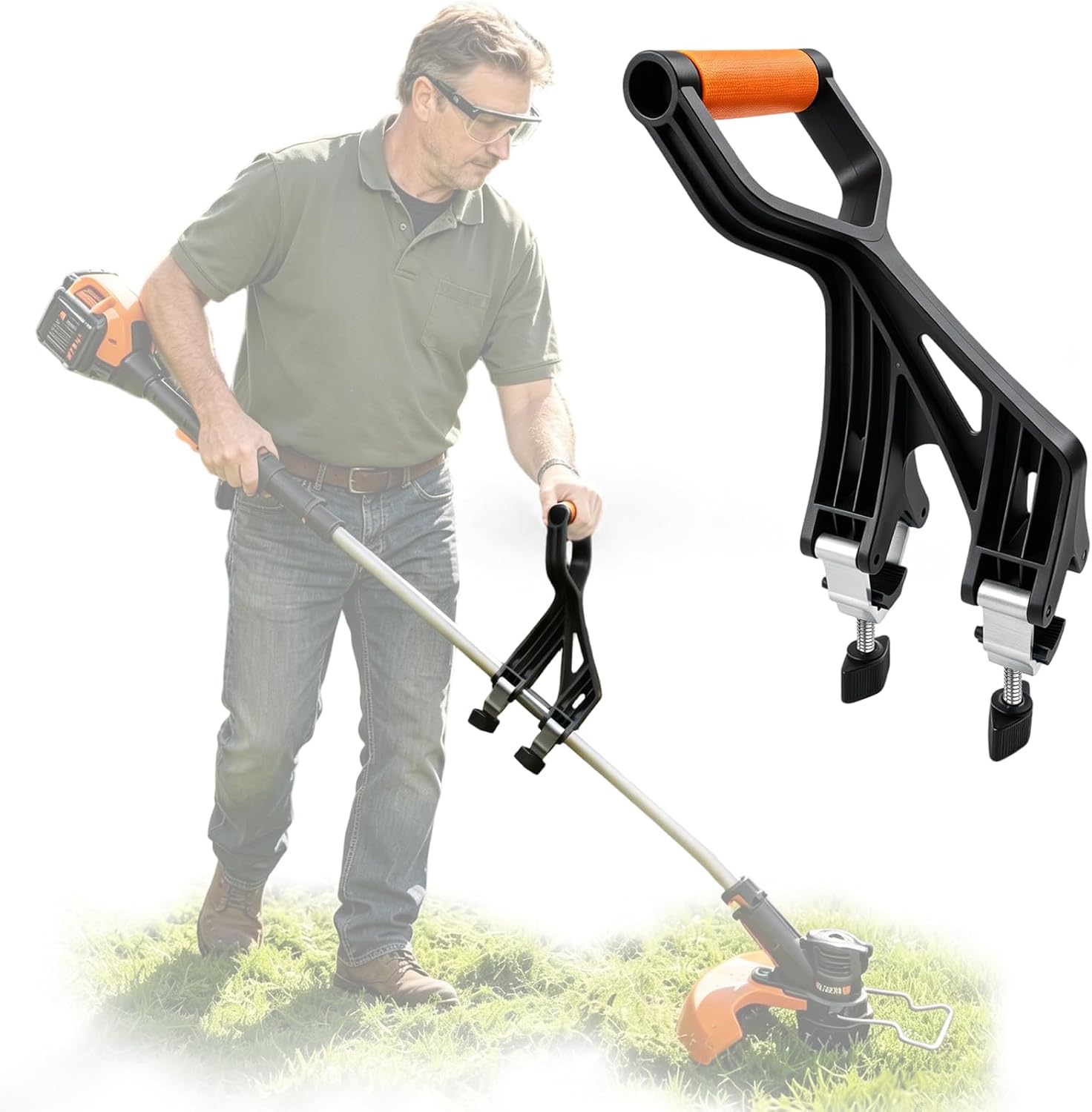 Axcoix Universal Shovel Handle Replacement, Adjustable Weed Trimmer Handle Extension, Ergonomic Back Saver Attachment Fit for Shovels Rakes String Trimmers Snow Shovels Gardening Tools