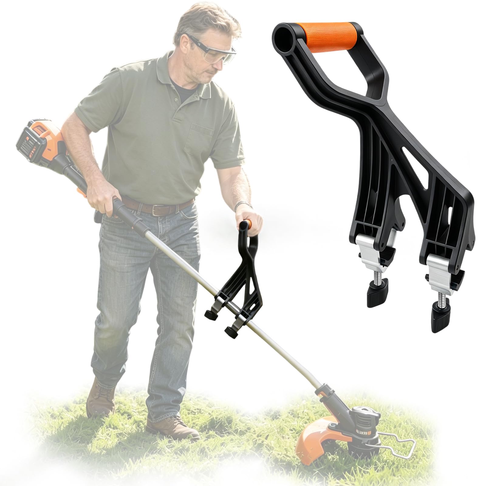 Axcoix Repuesto universal de mango de pala, extensión de mango ajustable para recortadora de malezas, accesorio ergonómico de ahorro de espalda, apto para palas, rastrillos, recortadoras de cuerda