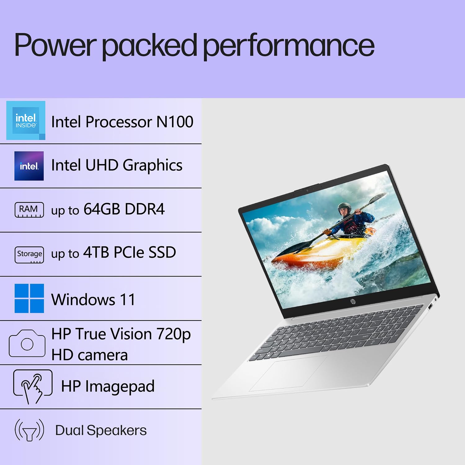 HP Laptop Computer, 15.6“ FHD Display, Intel 4-Core Processor, 16GB DDR4 RAM, 256GB PCIe SSD, WiFi 6, Bluetooth 5.3, USB-C, HDMI, Webcam, Numeric Keypad, Natural Silver, Windows 11 Home