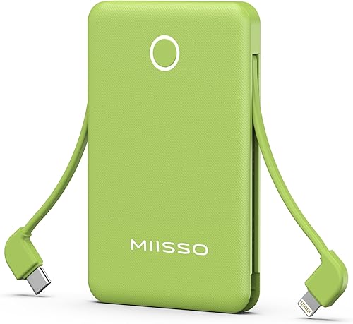 miisso 6000mah Ultra Slim Construido en Cables Power Bank, 2P-Pruple