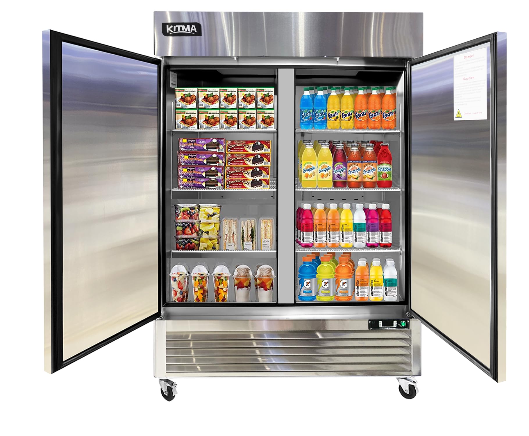 Buy KITMA 54‘’ Commercial Refrigerators 2 Solid Door Commercial Refrigerator Stainless Steel