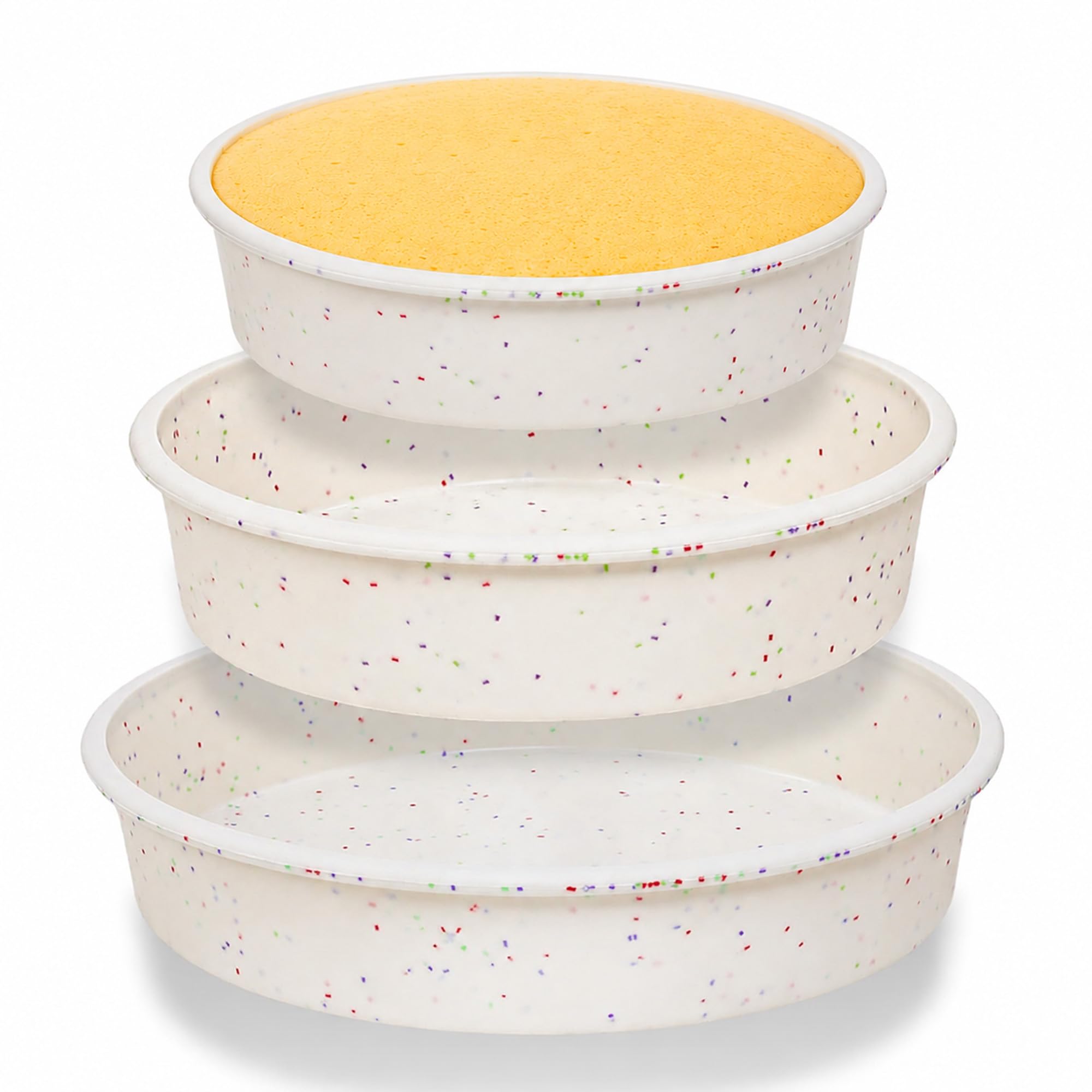 Silicone Round Cake Pans, 6 8 10 inch, Set of 3, Cream