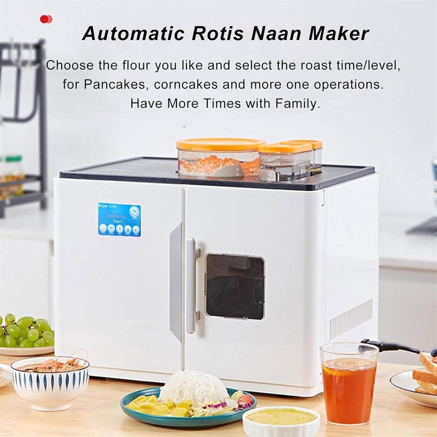 Macchina per roti con touch screen | Macchina per pancake commerciale da 20 pezzi/volta | Macchina elettrica da 1800 W per la preparazione di chapati, tortilla, pancake, focacce e pita | per colazio