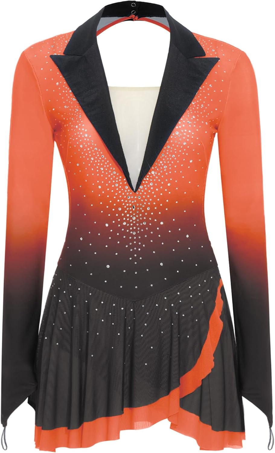 Women's Gradient Color Lyrical Dance Dress Figure Skating Dress Backless Modern Dance Costumes
