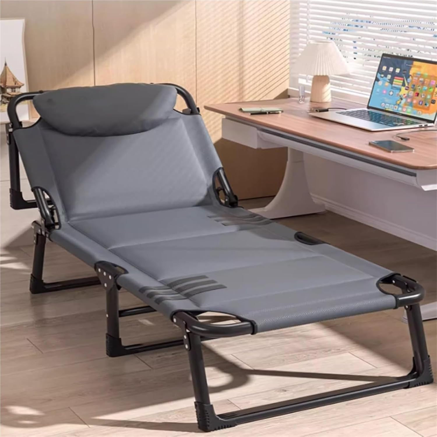 Folding Camping Cot,Camping Cot for Adults, Folding Bed with Mattress Foldable Padded Sleeping Cots Double Layer Oxford Portable Soft Pad Bed for Home Guest Office Nap(190 * 68 * 28cm)