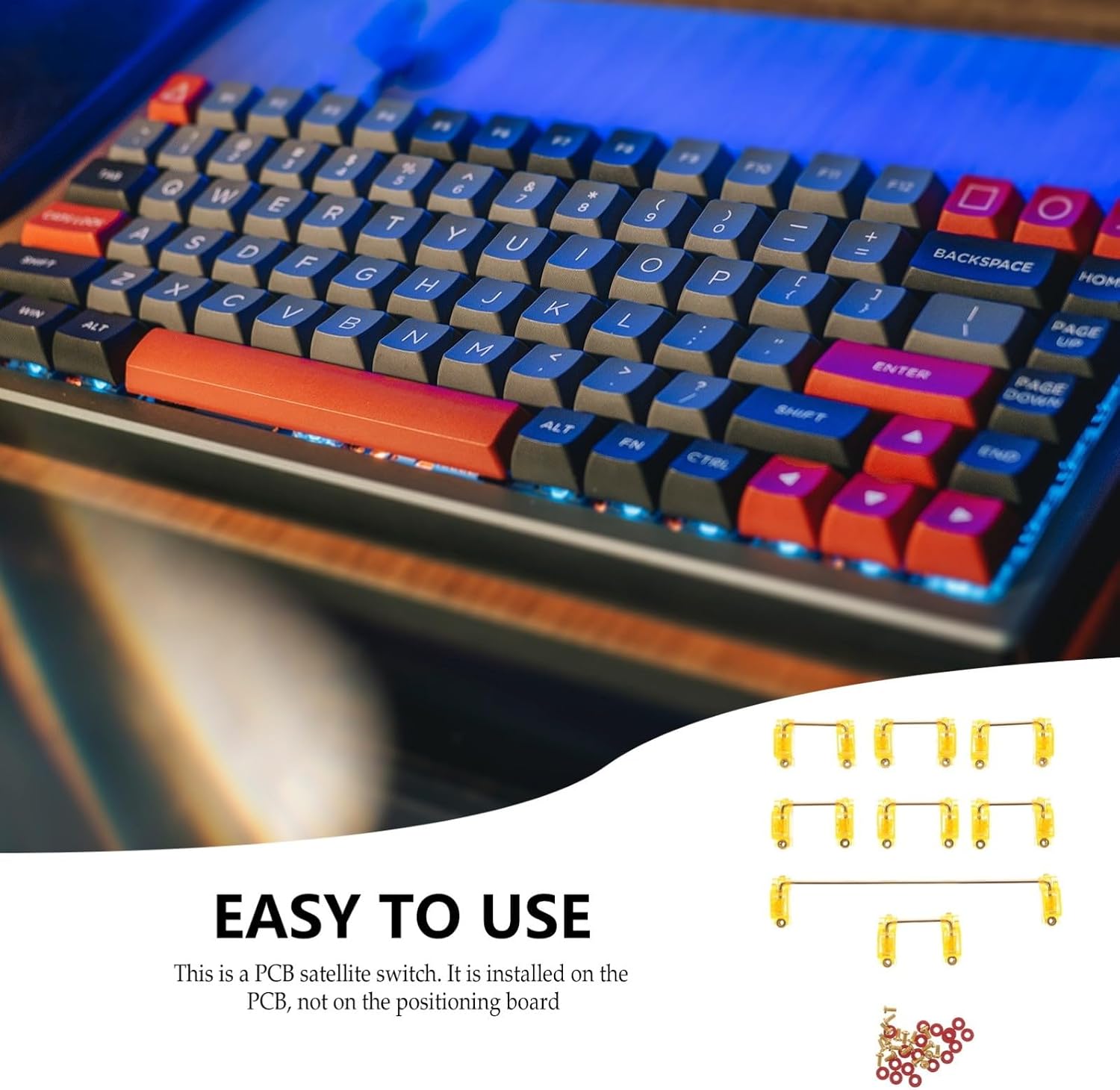 Golden Stainless Steel Keyboard Satellite Shaft for Large Keycap