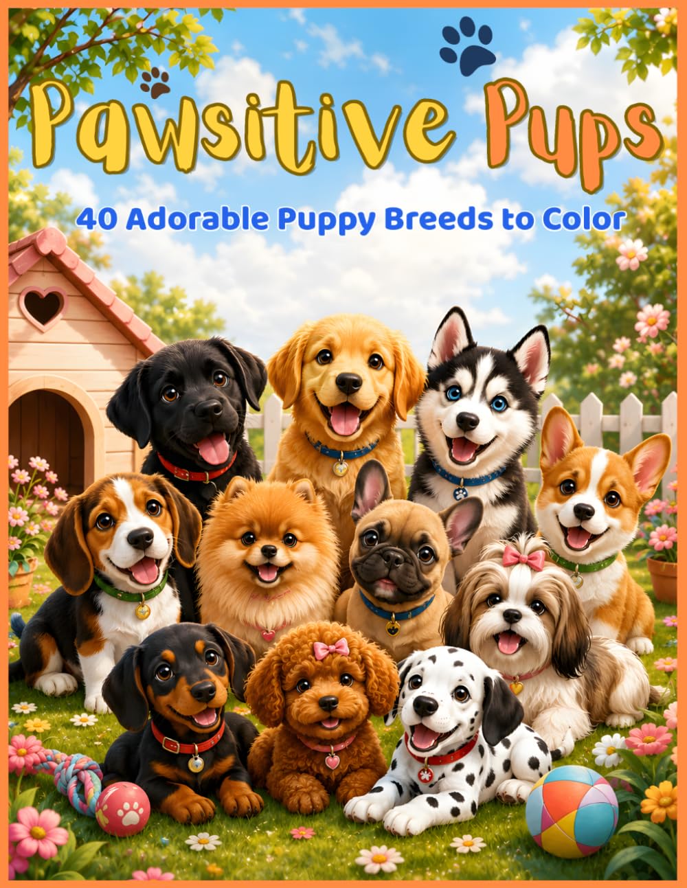Pawsitive Pups: 40 Adorable Puppy Breeds to Color