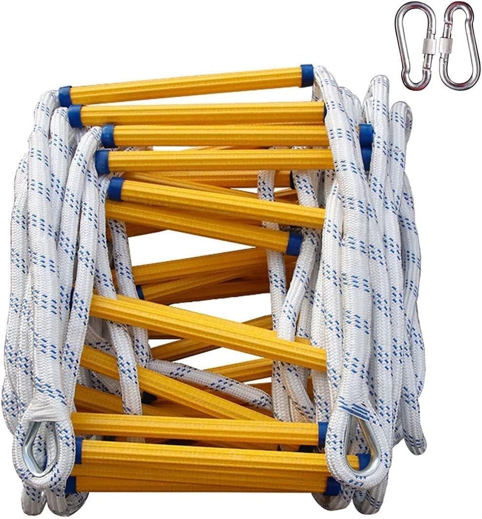 Escape Rope Ladder, Quickly Deployable, Reusable, Flame Retardant, Easy To Store, With Hooks And Gloves(18m/59ft)