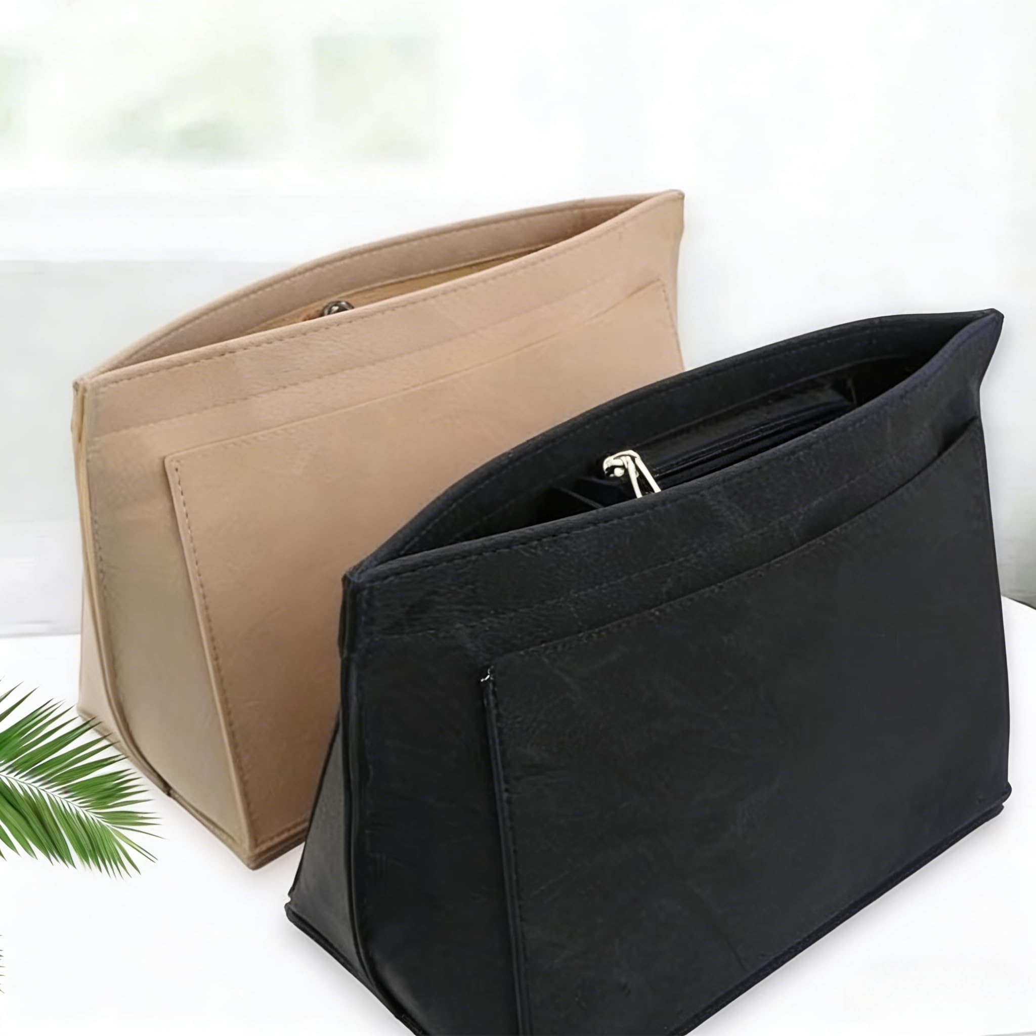Felt Purse Organizer Insert Designed for Longchamp Le Pliage Large Tote, Durable Handbag Insert with Multiple Compartments (Beige,Medium)