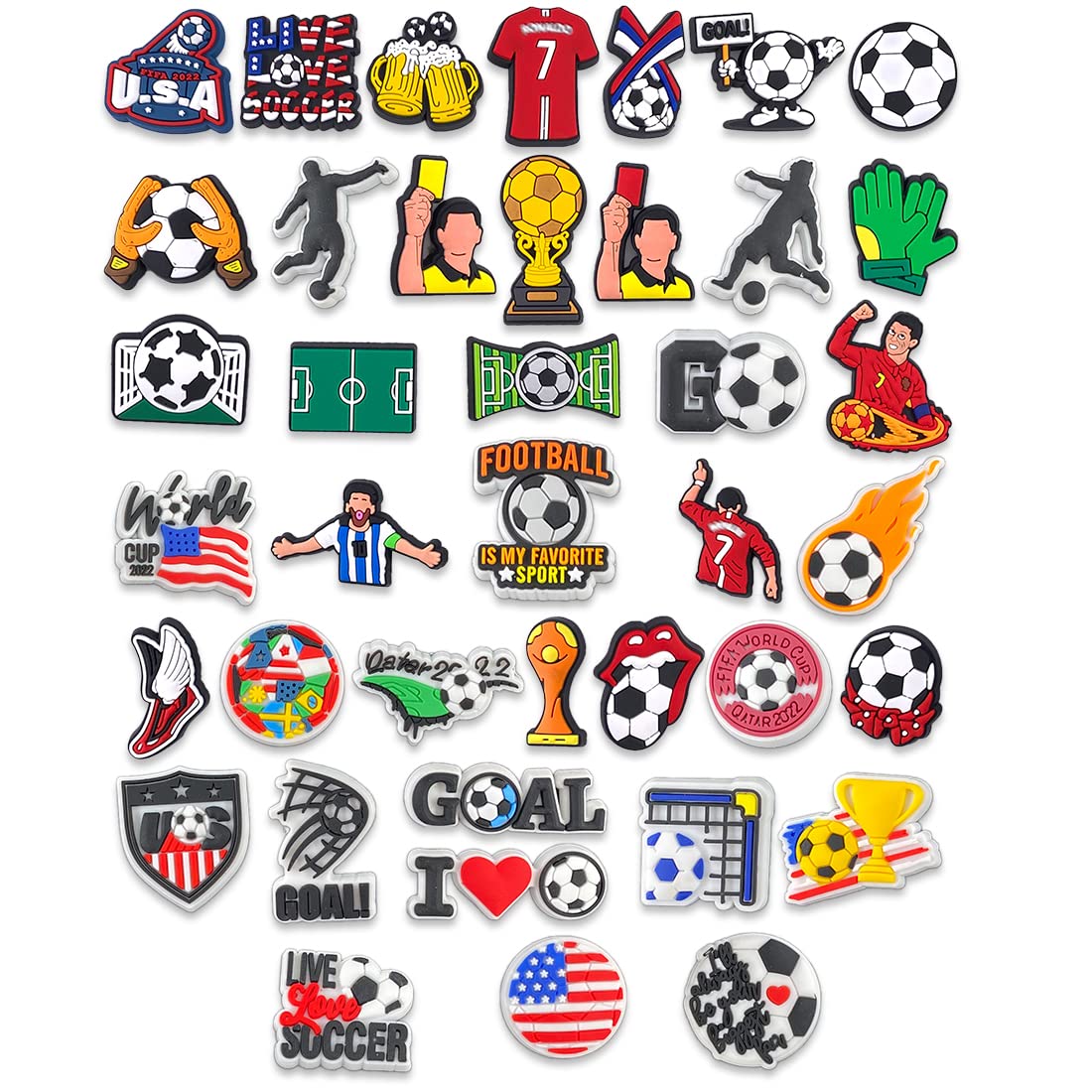 Soccer Croc Charms 40PCS Croc Charms Soccer Fits for DIY Clog Sandals Decoration