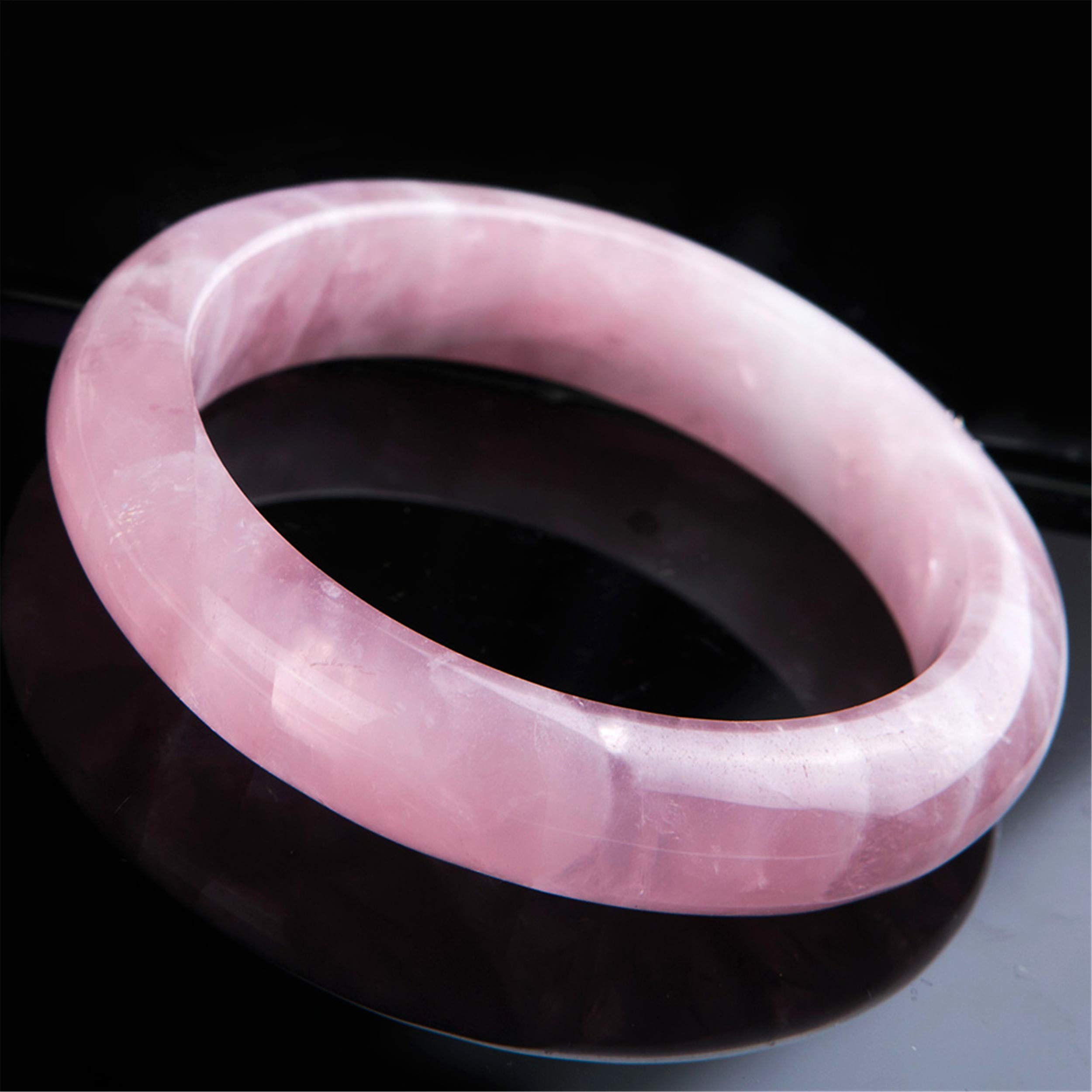 Natural Genuine Rose Quartz Pink Gemstone Crystal Bangle Bracelet Inner Diameter 58mm