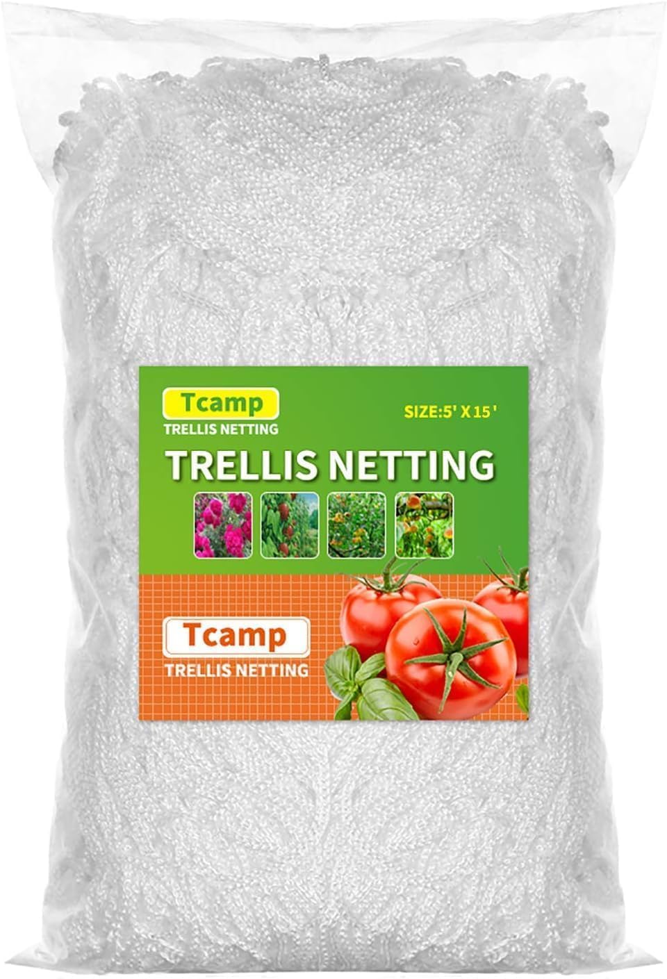 Tcamp Heavy-Duty Polyester Plant Trellis Netting 5 x 15ft (1 Pack) (5 Ft X 15 Ft)