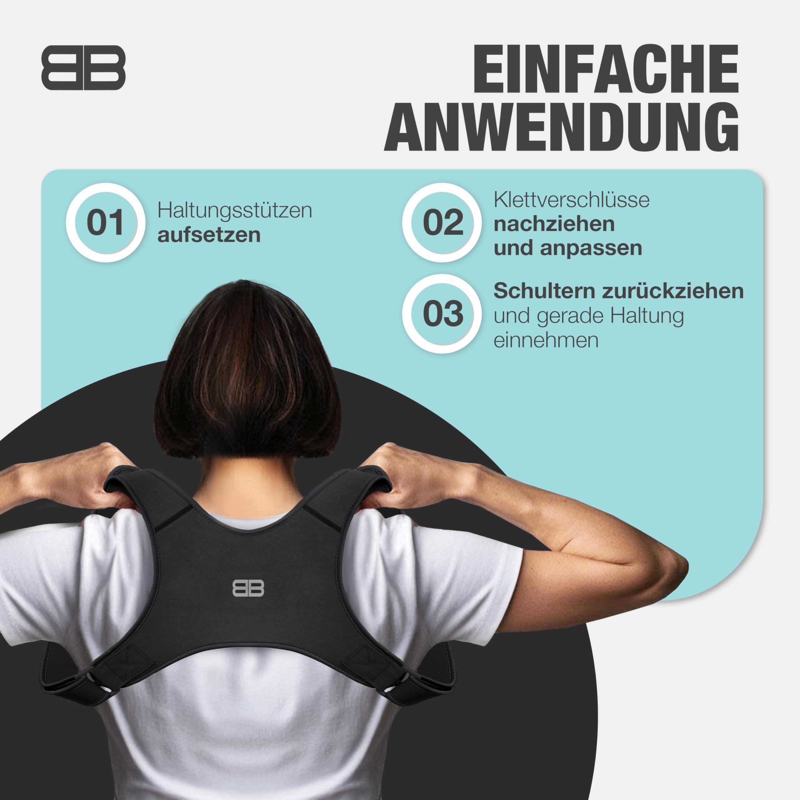 BACK BODYGUARD verstellbarer Körpergurt - atmungsaktives Neopren - Klettverschluss - Schwarz, M