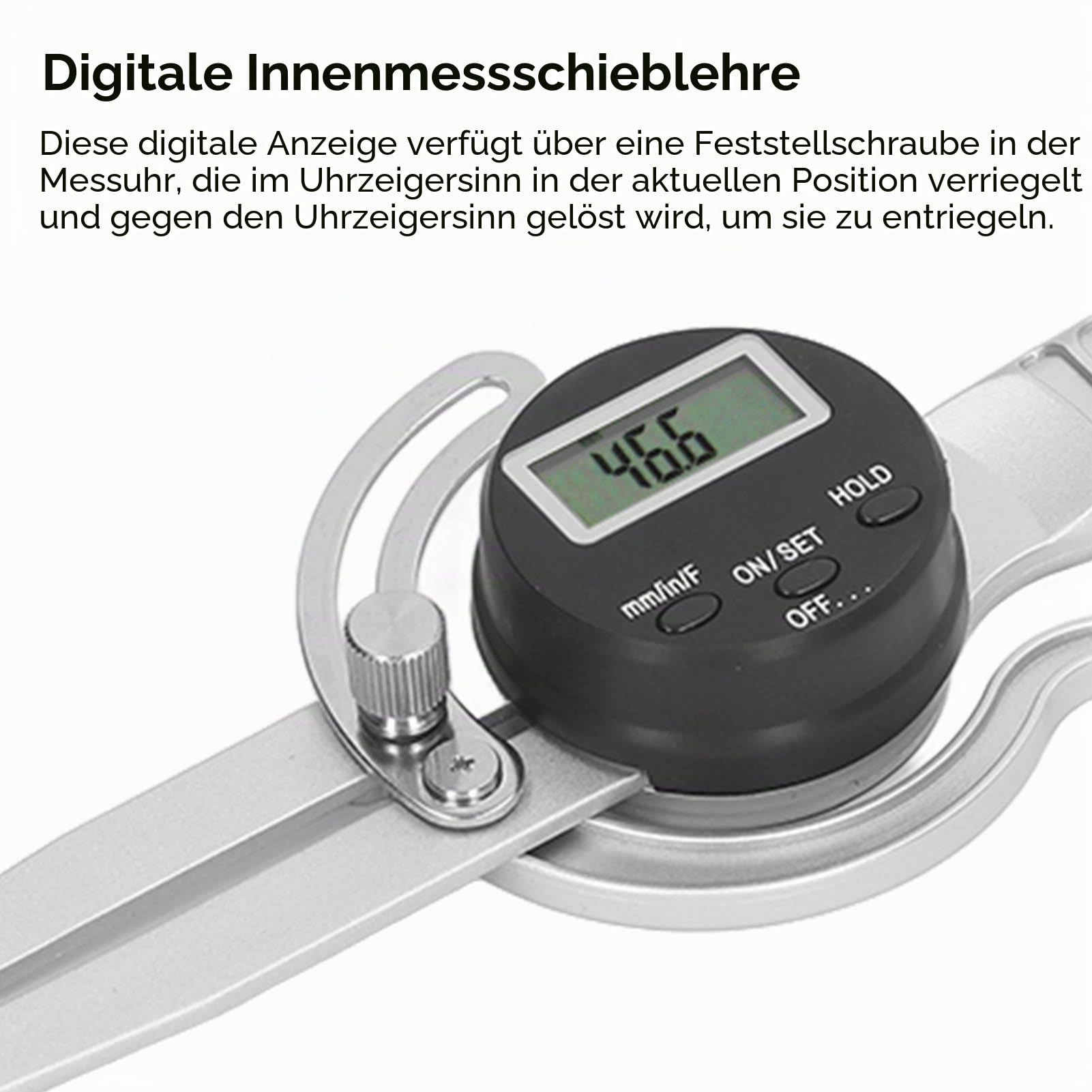Digitaler Innenmessschieber, 12,7 Bis 216 Mm, Hochgenauer Innenmessschieber, Großes LCD-Digitaldisplay, Innendurchmesser-Messwerkzeug für Schmuck, Kartenuhr, Einheitenumrechnung
