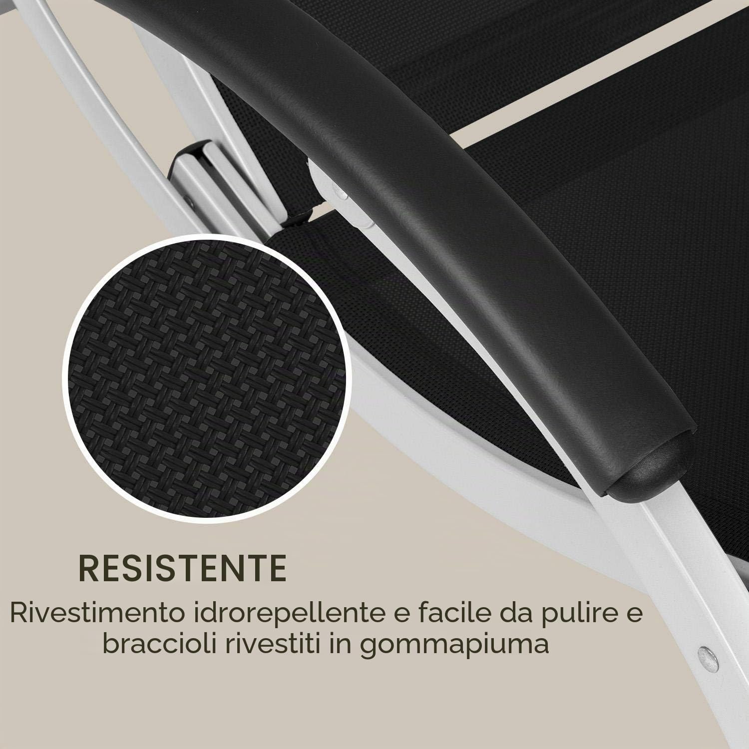 blumfeldt Sunnyvale - Sedia a Sdraio da Giardino, Lounger, Schienale con 4 Regolazioni, Poggiapiedi Pieghevole, Superficie: 174 x 51 cm, Materiale Idrorepellente, PVC/Poliestere, Nero
