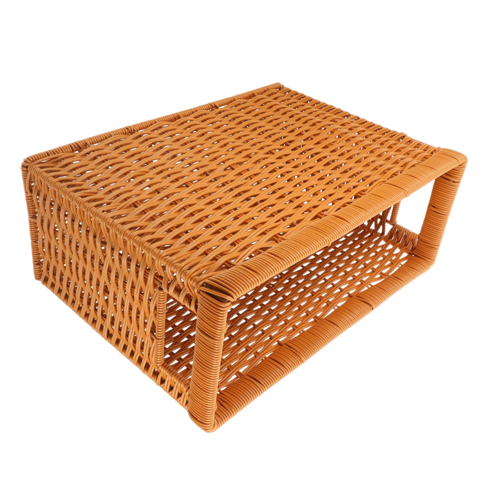 Ciieeo Imitation Rattan Woven Storage Basket for Books and Magazines Plastic and Material Elegant Design for Desk and Shelf Organization Chic Sundry Basket