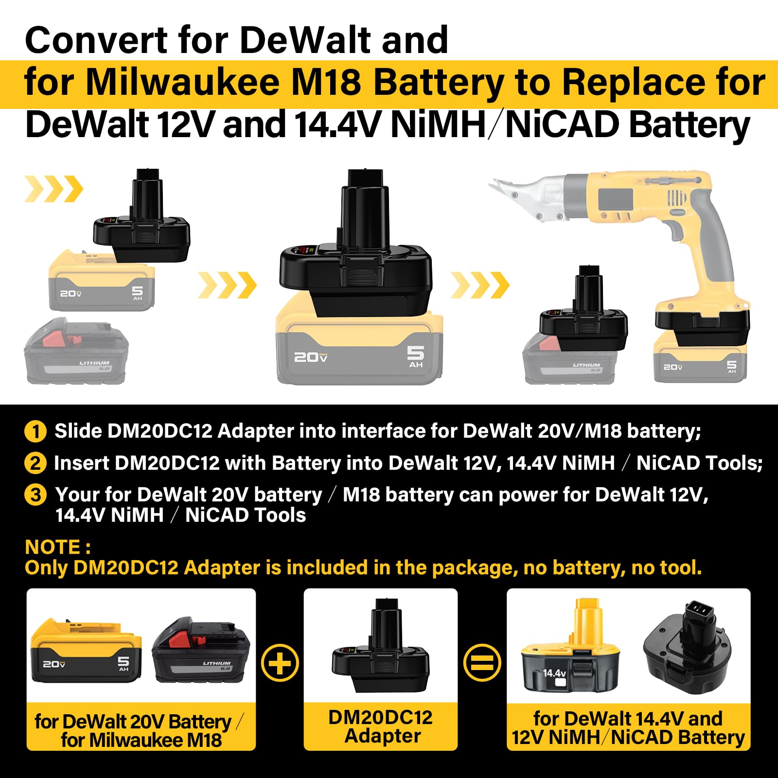 Adattatore Batteria: Converte Batterie Milwaukee 18V Per Utensili DeWalt 20V - Nero, Modello MIL18DL - 4