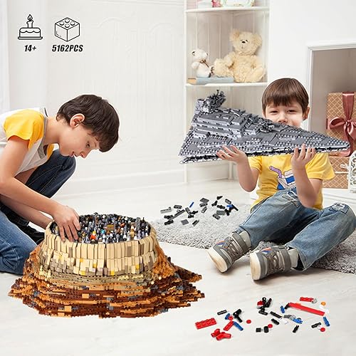Miniatura 3 de WLOXBKF MOC Starship Cruise Super UCS Imperial Star Destroyer City The Empire Over Jedha City Building Kits,Star Plan UCS Collectible Set for Adults