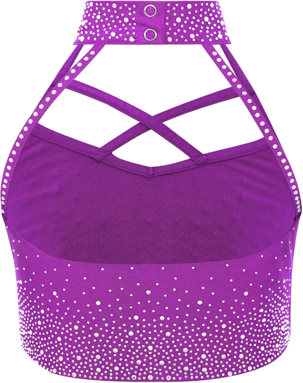 Kids Girls Gymnastics Dance Suit Figure Skating Outfits 2 Pcs Rhinestone Crop Tank Tops And Leggings Set Purple 12 Years