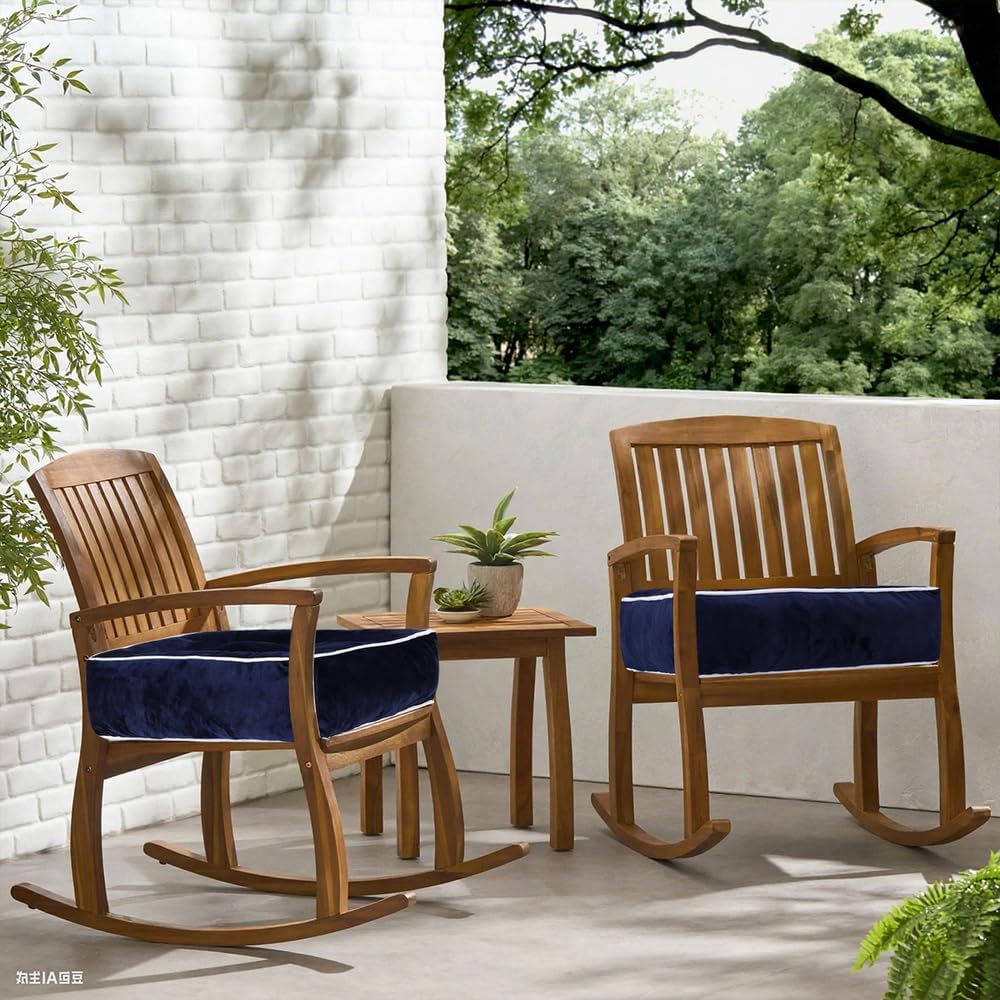 ERWUDEling Outdoor Chair Cushions Set of 2, Patio Cushions for Outdoor Furniture, Tufted Waterproof Outdoor Chair Pads, 19x19x5inch,Blue