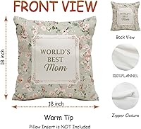 Vista 7 de World's Best Mom - Fundas de almohada para mamá, regalos para mamá de parte de la hija, almohada de cojín vintage floral para madres, 18 x 18