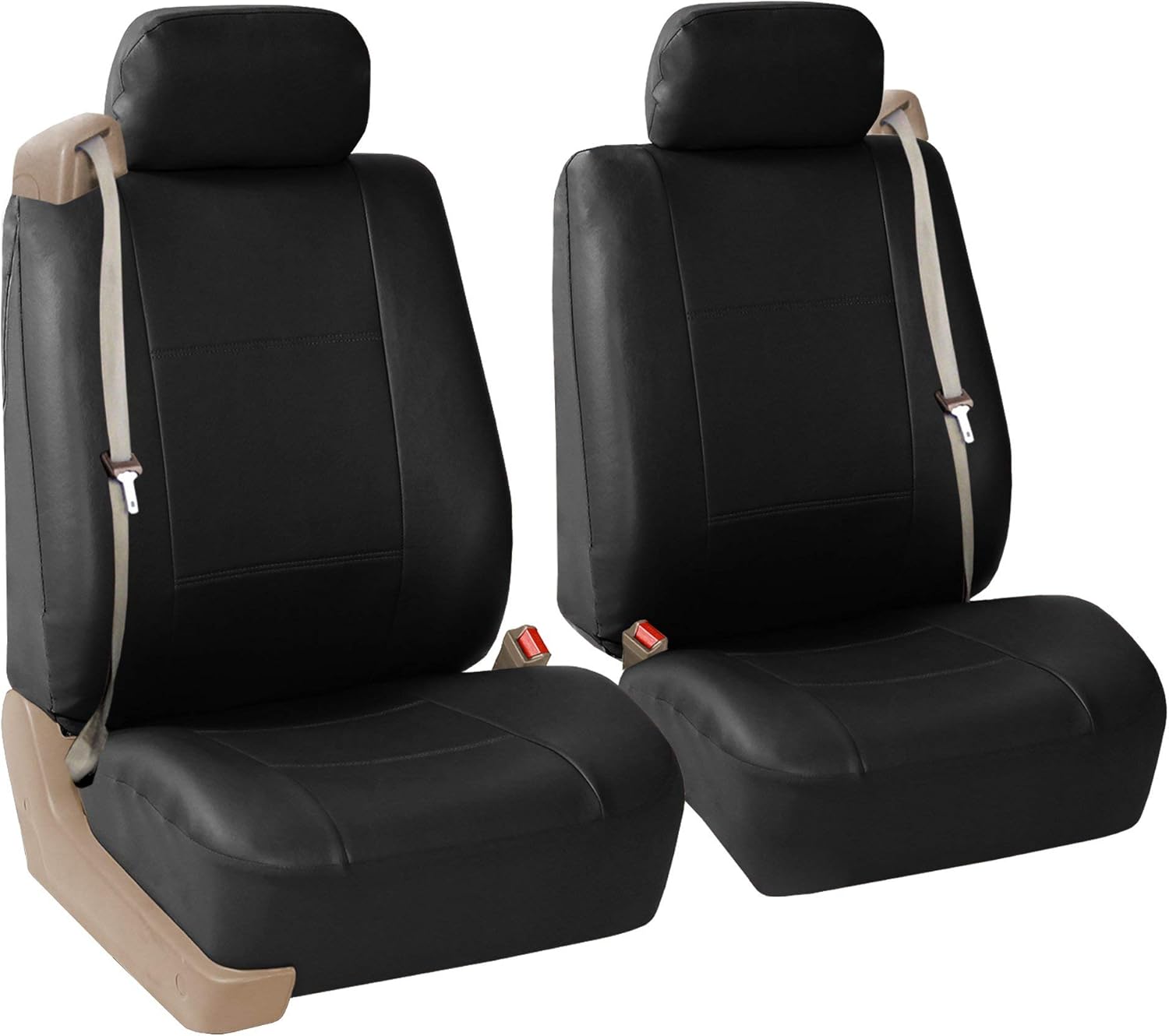 FH Group Front Set Faux Leather Car Seat Covers Low Back