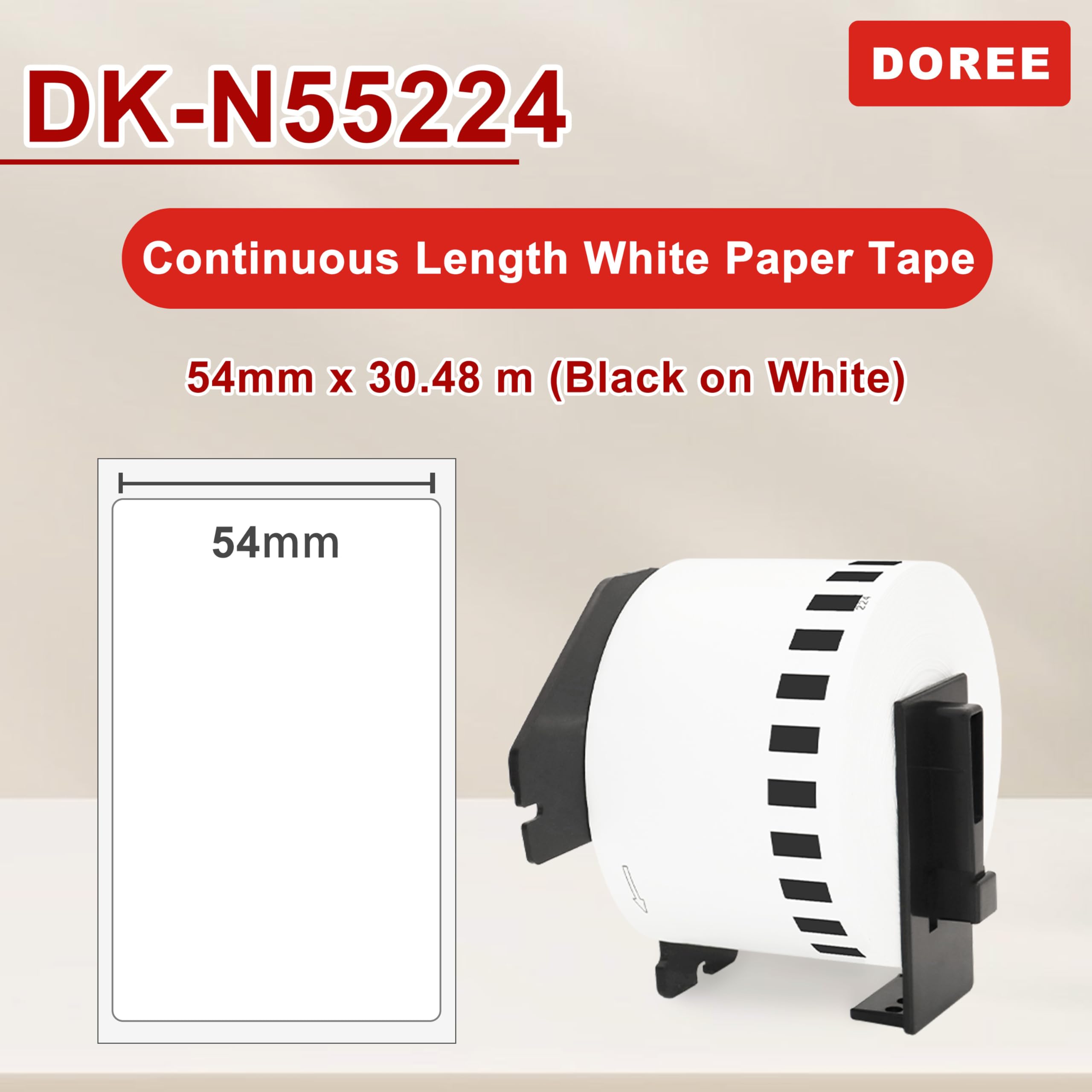 DOREE 10 Rollen DK-N55224 Endlosetiketten, kompatibel mit Brother-N55224, 54 mm × 30,48 m weiße Etiketten, für Brother Etikettendruckern: QL-650TD, QL-700, QL-710W, QL-720NW, QL-800,QL-1050, QL-1060