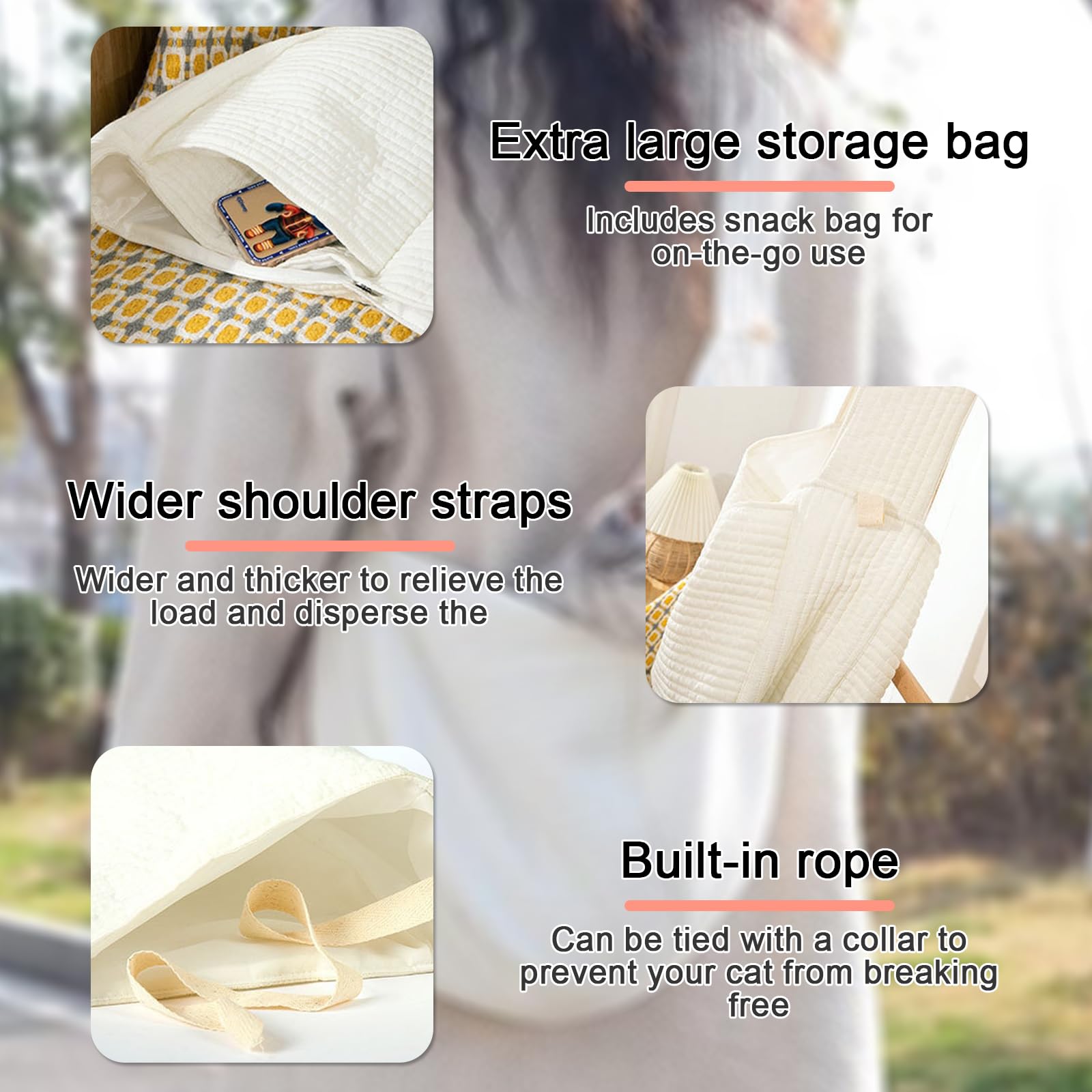 Bolsa de Transporte para Mascotas,Tianher Correa de Hombro Ancha Transpirable Bolsa de Transporte de Hombro para Mascotas Portátil Adecuado para Perros Pequeños y Gatos(S)