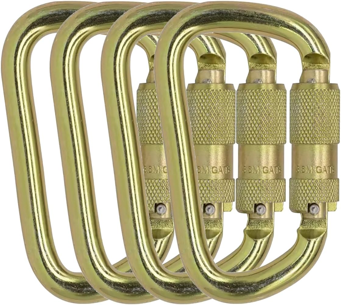 Auto Locking Carabiner 45KN=10000lbs Heavy Duty Large Clip Climbing Carabiner Twist Lock Carabiners for Rock Climbing, Camping, Gym,Rescue (CE Rated,D Shape)
