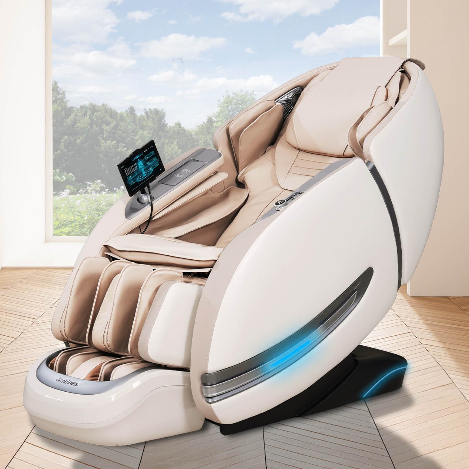 Massagesessel Relaxsessel YUNA | 60 Massageprogramme | deutsche Bediensprache | Zero Gravity-Funktion | 3D-Massagetechnologie Ganzkörpermassage + Wärmefunktion | Vitalwertmessung | Weiß