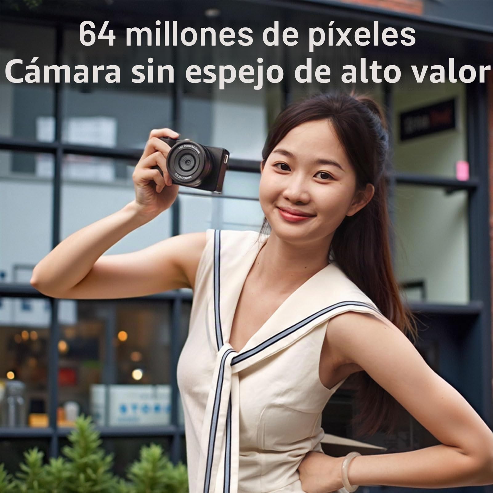 Andoer Cámara Digital 64MP para Vlogging, Zoom Óptico 16X, Pantalla IPS de 2.8 Pulgadas, MP3, Self-Timer, Ráfaga, Ángulos de Visión Amplios con Zoom Óptico 16X para Conciertos, Vida (Negro)