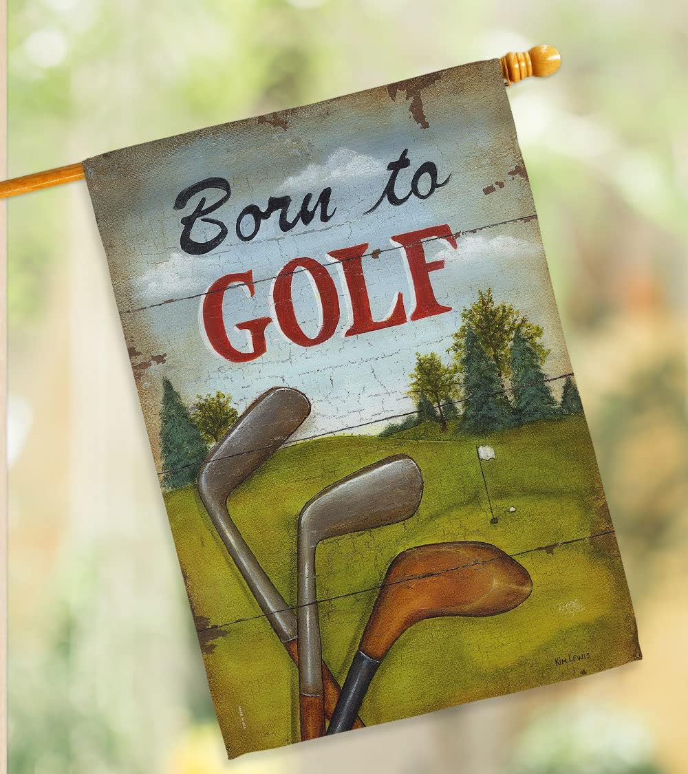 Breeze Decor Born to Golf Flag House Golfing Club Wall Decorations Door Banner Golfer Wall Hanging Tapestry Yard Sign Patio Poster Garden Ornaments Outdoor Sports Gifts Made in USA
