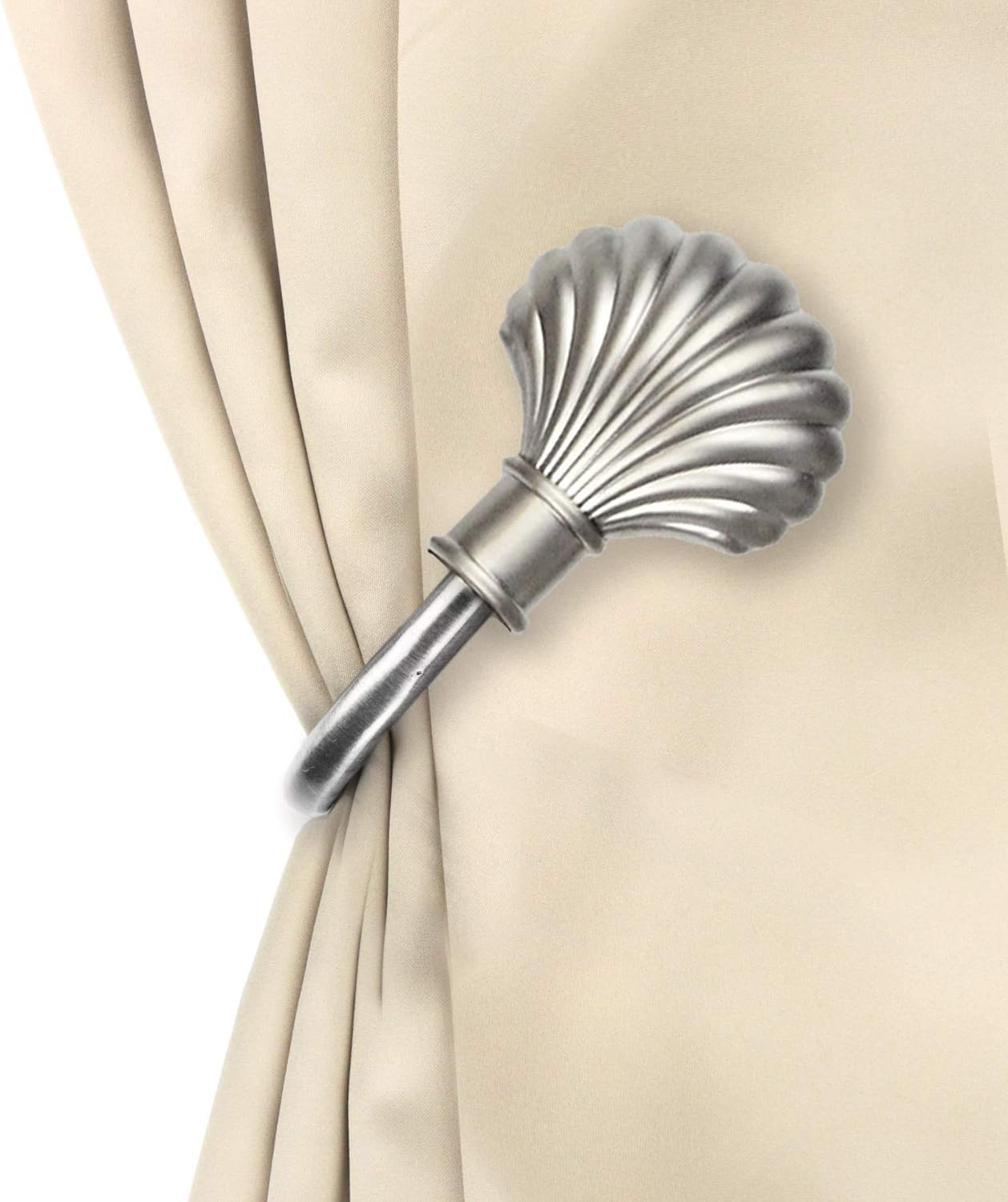 Rod Desyne Clam Holdback Pair for Windows, Satin Nickel