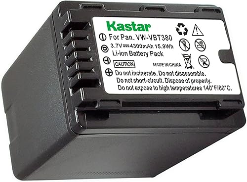 Kastar Paquete de 1 batería para Panasonic VW-VBT380 VW-VBL090 y Pansonic HC-V110 V130 V160 V180 HC-V201 V210 V250 HC-V380 HC-V510 V520 V550 HC-V7