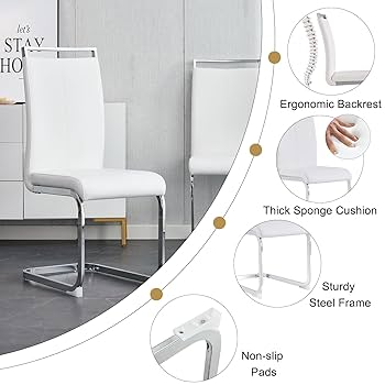 ホワイトレザー ガラステーブル Amazon.com - Ebullient Glass Dining Table Set for 6 ，7