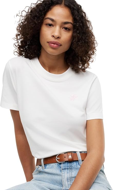Tommy Hilfiger Women's Th Script Reg C-nk Ss Tee Ww0ww49941 S/S T-Shirt (Pack of 1)
