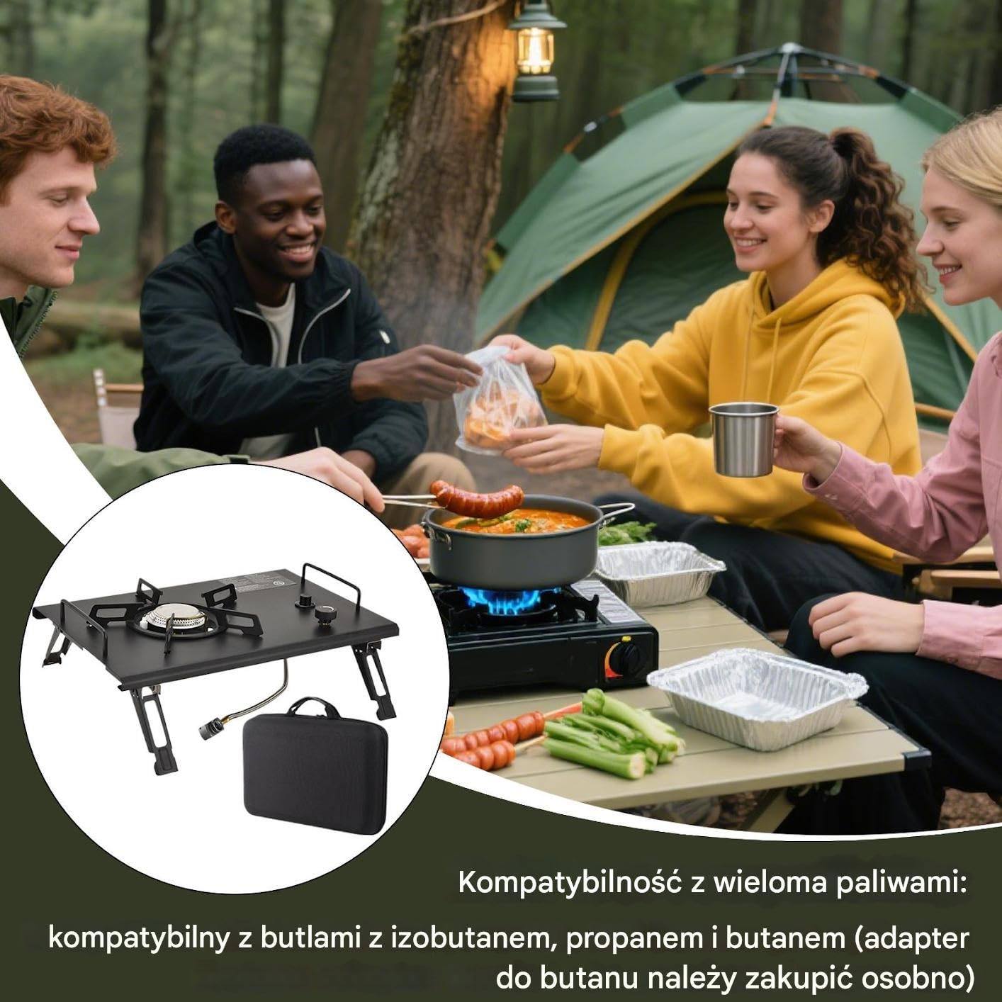 Piec Turystyczny Przenośny Składany Palnik Turystyczny | Sprzęt do Gotowania na Zewnątrz na Wędrówki Grillowanie