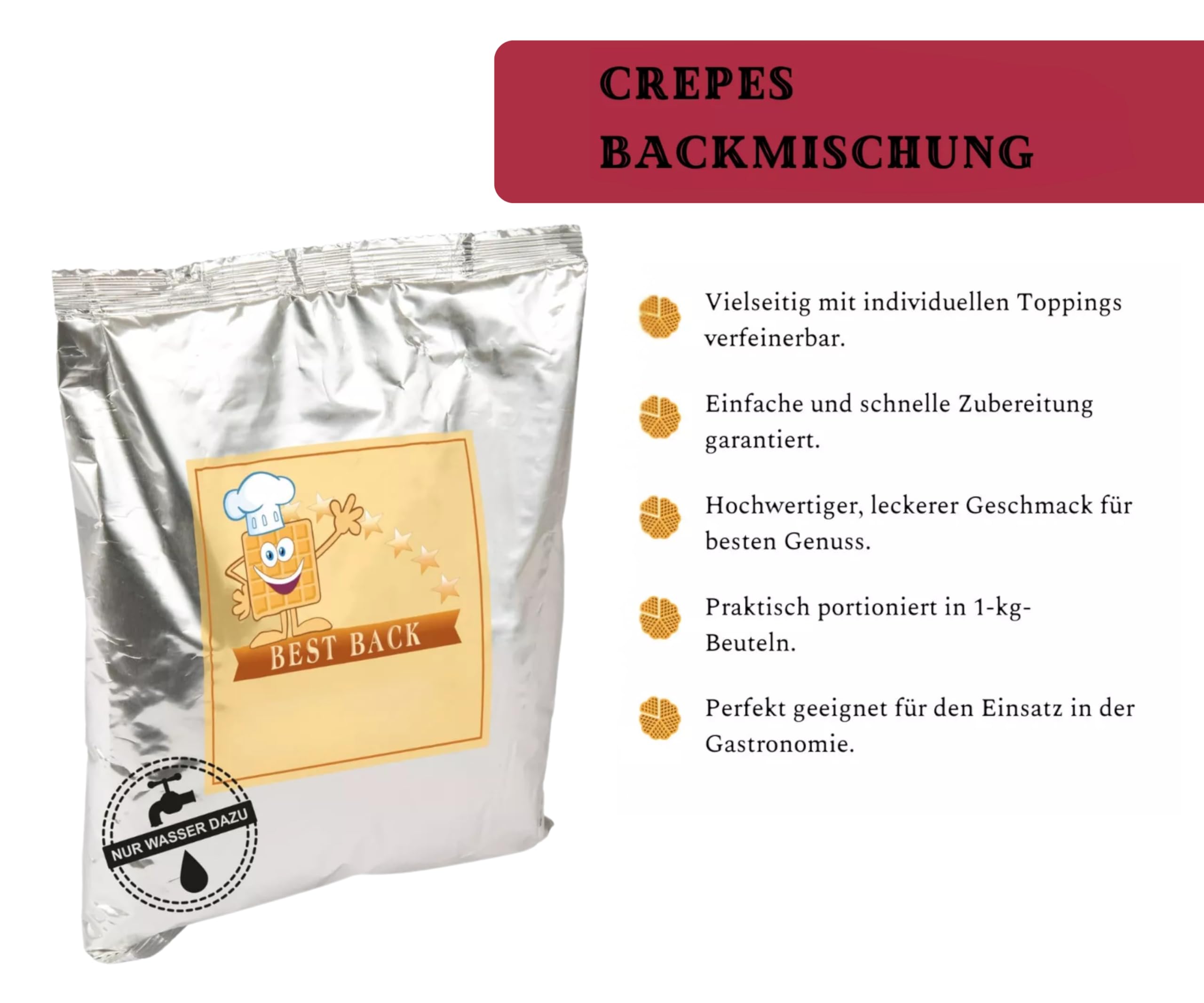 Best Back Crêpes Backmischung 5 kg, 5er Pack (1kg)