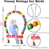 Vista 2 de 8 piezas de juguetes para pájaros y cacatúas, accesorios de jaula de loros, juguete de madera para masticar, perca para periquitos, conures, pájaros